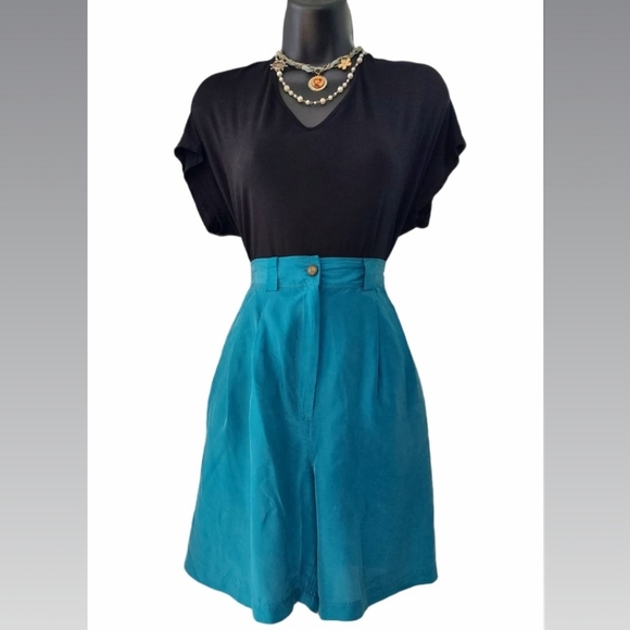 Diane Gilman Pants - 100% Silk - High Waist Shorts